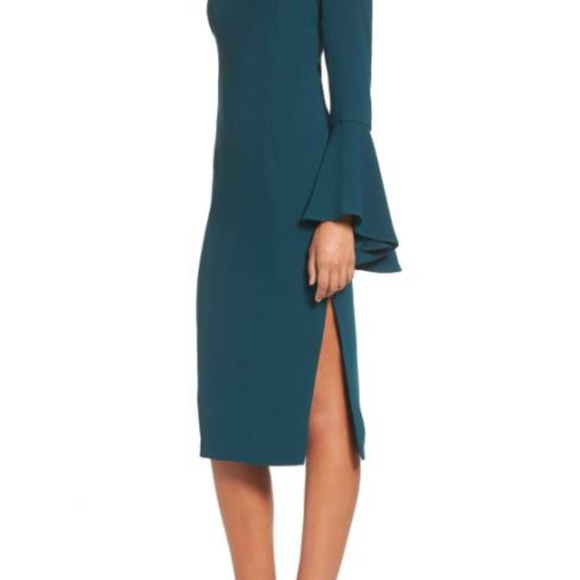 Bardot 'Solange' Off the Shoulder Midi Dress TEAL - Picture 5 of 6